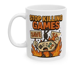 Distressed Game Controller Mug: STOP KILLING GAMES - Gamer Gift
