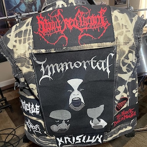 Small Adult Custom Black Heavy Metal Battle Vest  featuring Immortal- backpatch imported from Europe