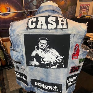 Metal Battle Vest – Handmade  Jacket w/ Band Patches – Jonny Cash
