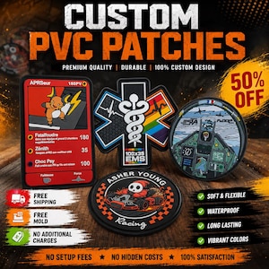 Custom PVC Patches, Rubber Logo Patches, Velcro Hook & Loop Backing
