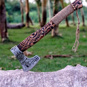 Custom Hand-Forged Viking Axe – Ragnar Axe Gift for Him | Carbon Steel LARP Axe | Wedding, Birthday, Anniversary, Christmas Gift