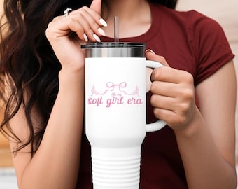 Kubek podróżny Soft Girl Era ze stali nierdzewnej, styl kokietki, 40 uncji