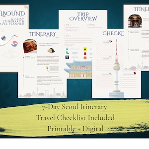 Travel Planner 7-Day Itinerary Digital Download South Korea Trip Guide Printable Itinerary PDF