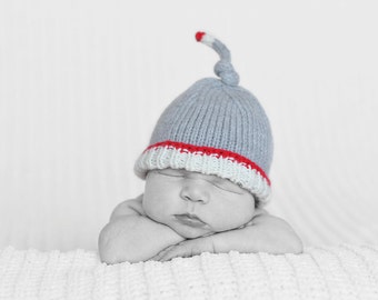 Baby Boy Hat, Newborn Sockmonkey Hat, Handmade Wooly Sock Newborn Toque, Wool Sock Beanie