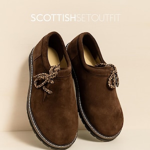Mens Traditional Bavarian Shoes German Shoes Handmade Brown Suede Lederhosen Shoes Oktoberfest Alpine Trachten Bavarian Shoes For Sale