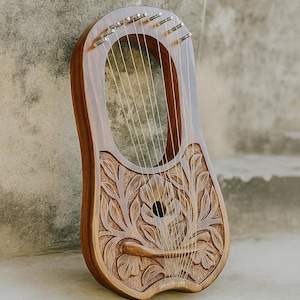 10 String Celtic Harp Handmade Wooden Lyre Harp Traditional Harp Instrument for Beginners & Professionals Lyre Harp With Key,String Set,Bag