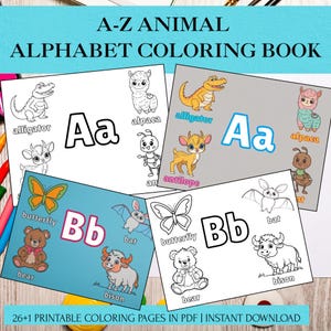 ABC - Livre de coloriage animaux pour enfants, lettres de l&#39;alphabet de A à Z, feuilles de calcul éducatives à imprimer, fichiers à imprimer pour les enfants d&#39;âge préscolaire et maternelle, lettre des États-Unis
