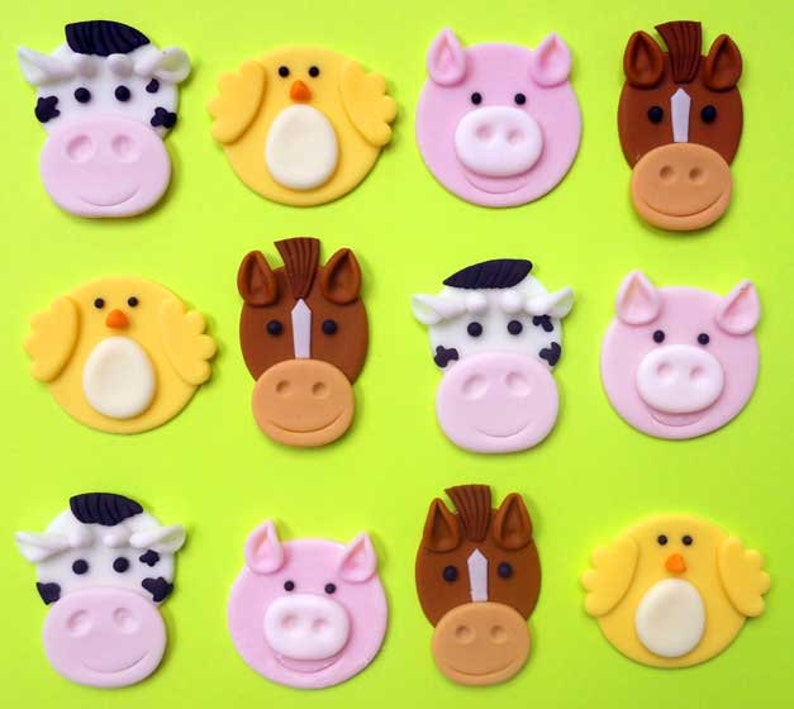 12 FARM Animals Edible Cupcake Toppers Etsy