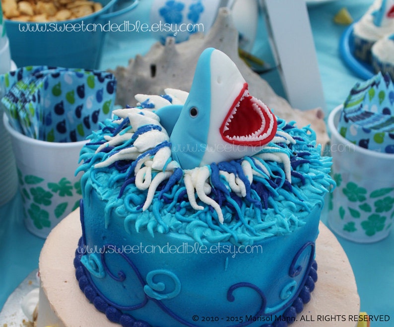 LARGE SHARK CAKE ToPPER. Edible and Amazing Etsy