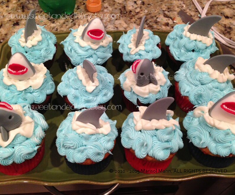 3D SHARKS. Edible Cupcake Toppers. Etsy