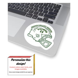 Adesivi personalizzati per caschi da football, decalcomanie per laptop, spirito di squadra dei South Valley Eagles, decorazioni sportive, decalcomanie personalizzate per caschi e maglie.