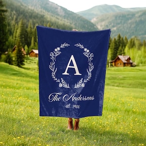 Personalized Family Name Blanket, Housewarming Gift, Wedding Anniversary Gift, Custom Blanket for Adults, Last Name Initials Blanket