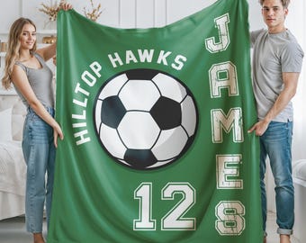 Personalized Soccer Blanket: Custom Name Gift for Team, Seniors