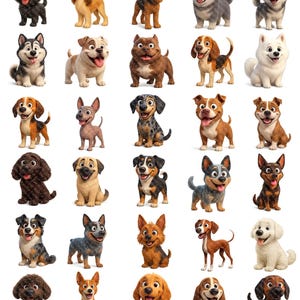 Cute Cartoon Dogs 300 Clipart Bundle, animal designs, creative projects, transparent background, png, pet lover, Digital Download