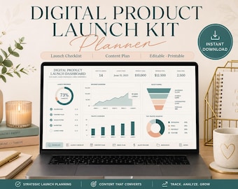 Digital Product Revenue Tracker | Etsy Gumroad Dashboard | Product Sales Log | Platform Breakdown | Monthly Income Chart | Creator Finance