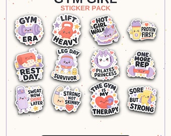 Gym Girl Sticker Pack | Fitness Motivation Quotes (Digital Download)