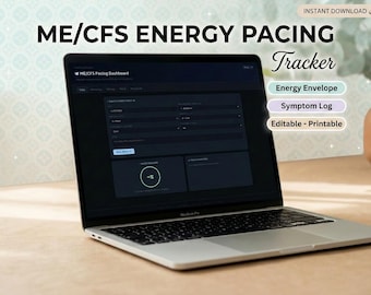 ME CFS Pacing Dashboard | Chronic Fatigue Tracker | Energy Envelope Log | PEM Tracker | Activity vs Crash Log | Chronic Illness Planner