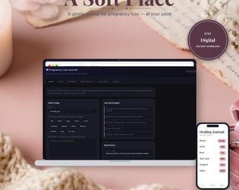 Diario per aborti spontanei e perdita di gravidanza / Modello di dashboard HTML / Download immediato, funziona offline in qualsiasi browser