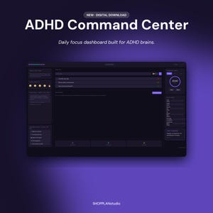 Planificador diario para TDAH en HTML / Temporizador Pomodoro + Descarga de ideas + Modo de concentración / Panel interactivo / Sin aplicación ni suscripción / Descarga instantánea