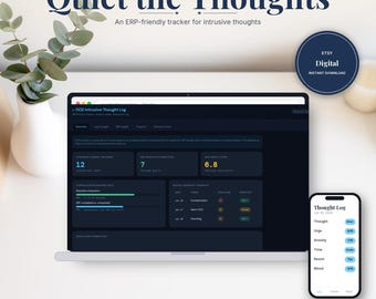 Registro dei pensieri intrusivi del disturbo ossessivo-compulsivo / Modello di dashboard HTML / Download immediato, funziona offline in qualsiasi browser