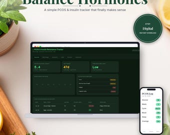 Strumento di monitoraggio della resistenza all'insulina per la PCOS / Modello di dashboard HTML / Download immediato, funziona offline in qualsiasi browser