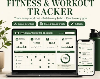 Registro degli allenamenti di fitness / Diario di allenamento per la maratona (Excel, Fogli Google)