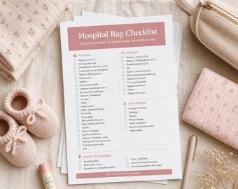 Krankenhaustasche Checkliste | Mutter, Baby, Partner (PDF Download)