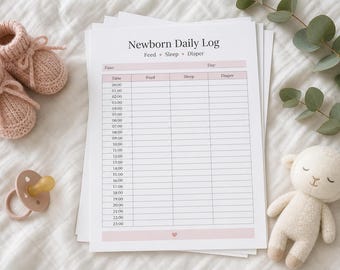 Diario giornaliero del neonato in formato PDF stampabile / Monitoraggio di alimentazione, sonno e pannolini / Diario delle prime 12 settimane del bambino / Download immediato