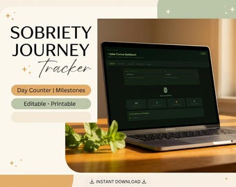 Sober Curious Planner | Alcohol Free Tracker | Sobriety Streak Counter | Craving Log | Money Saved Calculator | Dry January Tracker