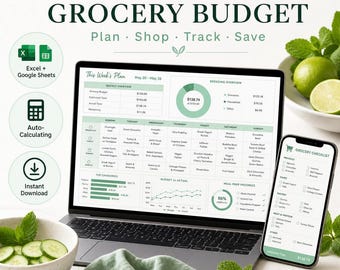 Meal Planner Grocery Planer Budget Tabelle (Excel, Google Sheets)