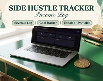 Side Hustle Income Tracker | Multiple Income Streams | Digital Dashboard | Passive Income Log | Monthly Growth Tracker | Hours vs Income