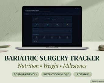 Bariatric Surgery Tracker | Weight Loss Surgery Dashboard | Pre Op Post Op Planner | Protein & Vitamin Log | Gastric Sleeve Bypass Journal