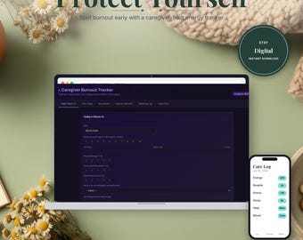 Strumento di monitoraggio del burnout per chi si prende cura di persone non autosufficienti / Modello di dashboard HTML / Download immediato, funziona offline in qualsiasi browser