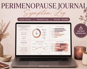 Perimenopause Symptom Tracker | Hormone, Cycle, Sleep Log (Digital Download)