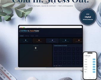 Monitoraggio di terapia con acqua fredda e sauna / Modello di dashboard HTML / Download immediato, funziona offline in qualsiasi browser