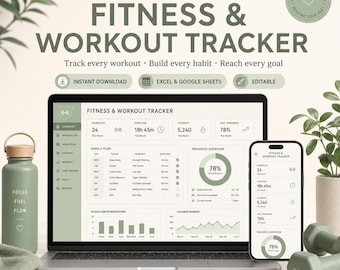 Achtsame Bewegung-Tracker | Yoga, Pilates, Wellness Workout Journal (Excel, Google Sheets)