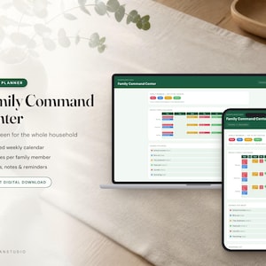 Family Command Center | Weekly Calendar, Chores, Budget (Instant Download)
