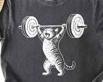 Comfort Colors® Funny Cat Gym Shirt, Cat Workout T Shirt, Funny Deadlift Cat Meme Shirt, Gym Pump Cover, workout t-shirt