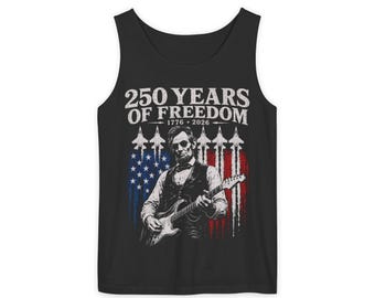 Abraham Lincoln Playing Electric Guitar Tank Top, Patriotic Rock Tank, 1776 2026 USA 250th Birthday, Vintage 4th of July Gift Comfort Colors