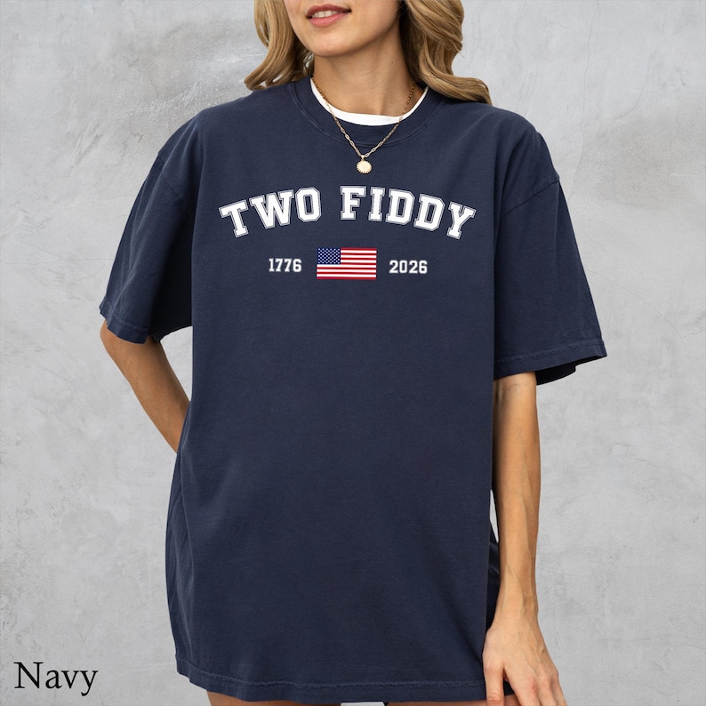 Two Fiddy 4th of July Two Fiddy Shirt, 1776 2026 Patriotic Tee, American Flag ...