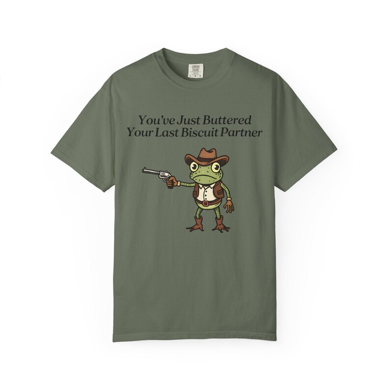 Camiseta de rana vaquera Comfort Colors®, camiseta "Acabas de untarle mantequilla a tu última galleta", meme divertido del oeste imagen 9
