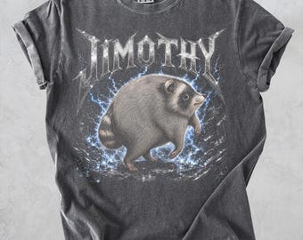 Jimothy Raccoon Metal Shirt, Heavy Metal Trash Panda Tee, Electric Lightning Animal Graphic, Funny Raccoon Gift, Comfort Colors