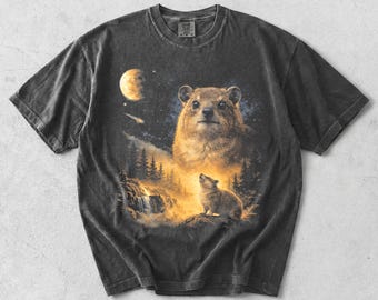 Rock Hyrax Howling to the Moon Comfort Colors Shirt, Vintage Procavia Awawa Hyrax Full Moon Graphic Tee, 90s Animal Tee, Rock Hyrax Mom Gift