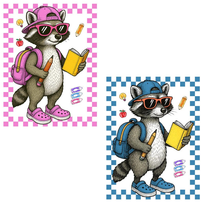 School Backpack Raccoon Back to School Png, First Day of School , Back to School Boy Girl Png ...