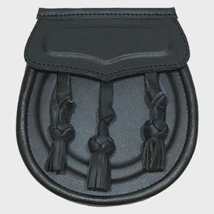 Black Genuine Leather Sporran for Scottish Kilt Handmade Sporran and Chain – Scottish Kilt Accessory For Men