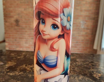 3D Lilla sjöjungfrun sublimering 20oz tumbler
