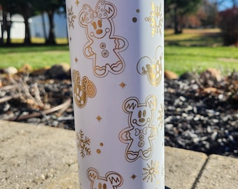 Vaso con Mickey y Minnie de jengibre grabado con láser