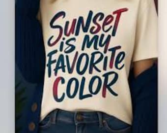 Zonsondergang is mijn favoriete kleur, png-bestand • Sublimatieontwerp • Kleurrijke citaatkunst • Digitale download • Klaar voor DTF