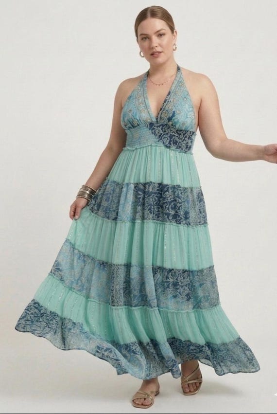 tiered dress for wedding guest Elizabeth Ruffle Maxi  Shop American Threads Women's Trendy Online Boutique Dusty Rose / M and a tiered skirt is light A-Line Floor Length Wedding Guest