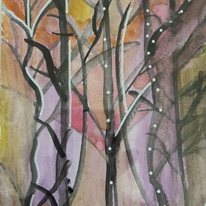 Original Abstract Watercolor Painting Framed and Matted